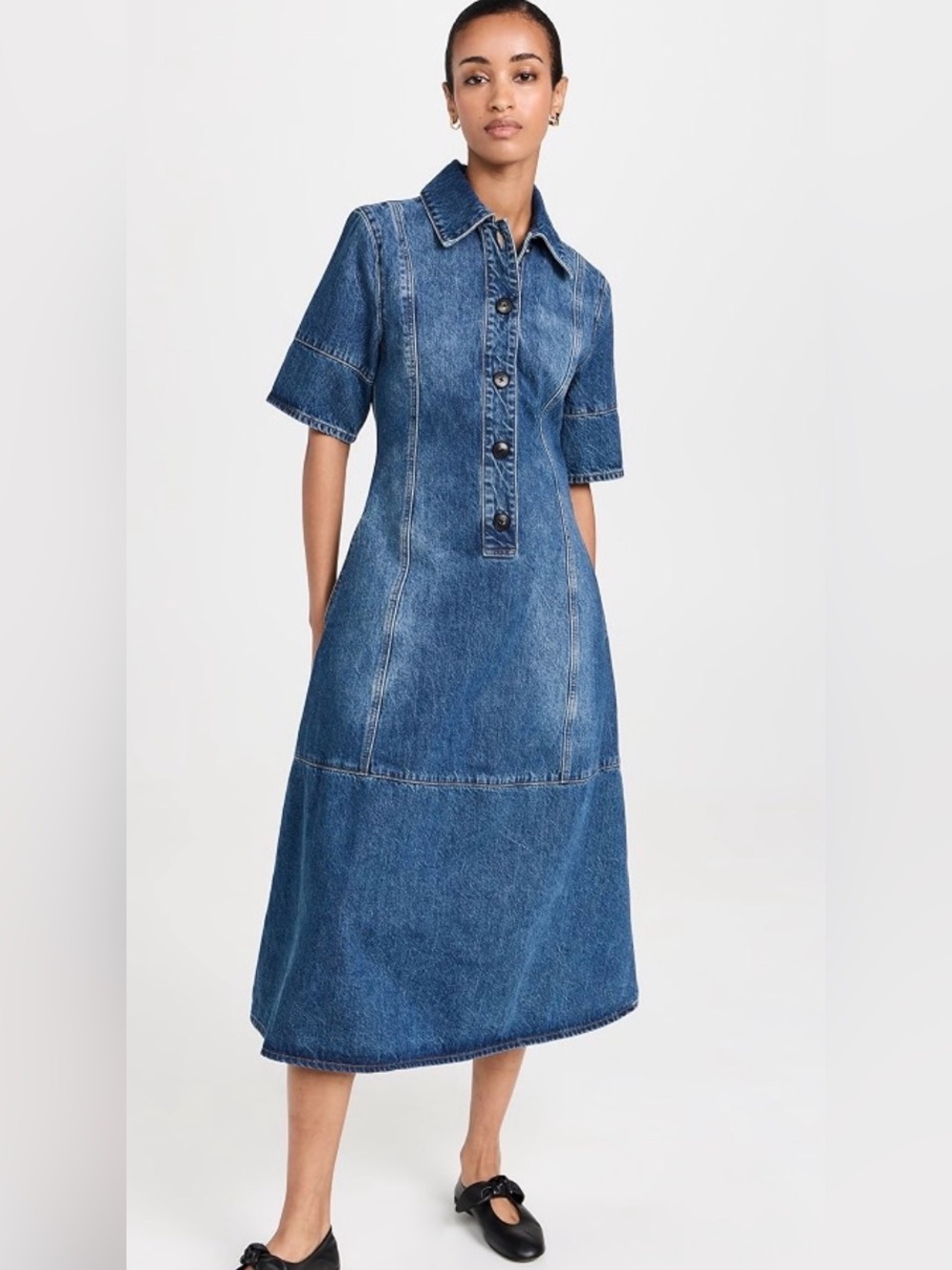 CO Women’s Denim Half Placket Dress Size Medium